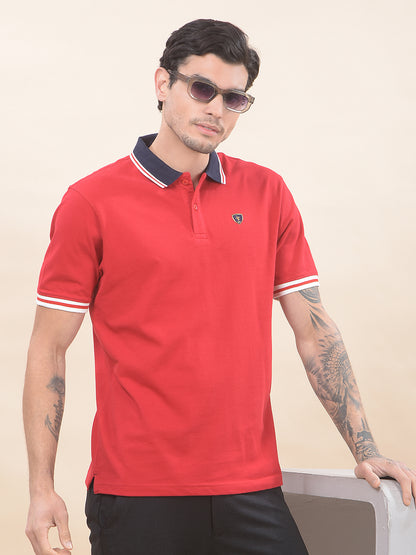 T-Shirt for Men | Breathable & Soft with Color Fastness Regular Fit Polo Neck Poly Cotton Fabric Solid Pattern