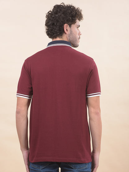 T-Shirt for Men | Breathable & Soft with Color Fastness Regular Fit Polo Neck Poly Cotton Fabric Solid Pattern