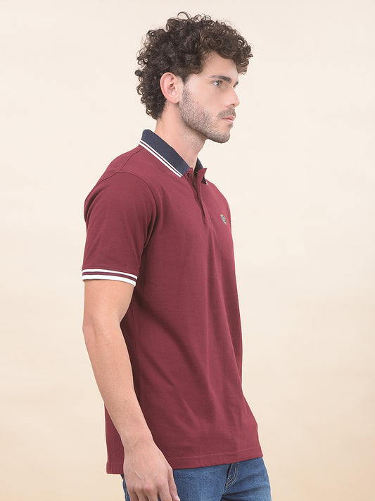 T-Shirt for Men | Breathable & Soft with Color Fastness Regular Fit Polo Neck Poly Cotton Fabric Solid Pattern