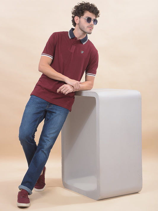 T-Shirt for Men | Breathable & Soft with Color Fastness Regular Fit Polo Neck Poly Cotton Fabric Solid Pattern
