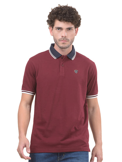 T-Shirt for Men | Breathable & Soft with Color Fastness Regular Fit Polo Neck Poly Cotton Fabric Solid Pattern
