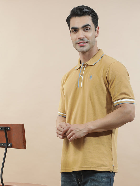 T-Shirt for Men | Breathable & Soft with Color Fastness Regular Fit Polo Neck Poly Cotton Fabric Solid Pattern