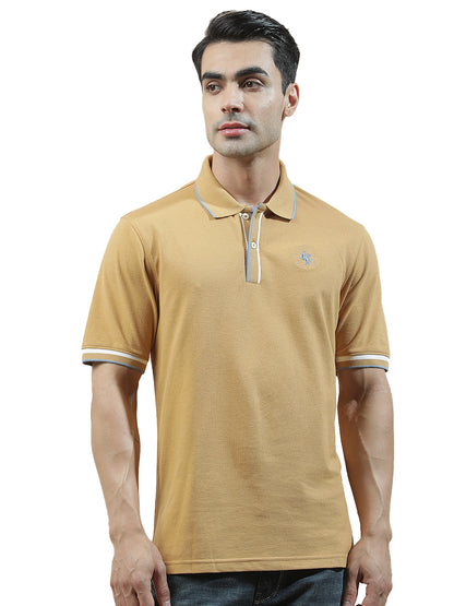 T-Shirt for Men | Breathable & Soft with Color Fastness Regular Fit Polo Neck Poly Cotton Fabric Solid Pattern