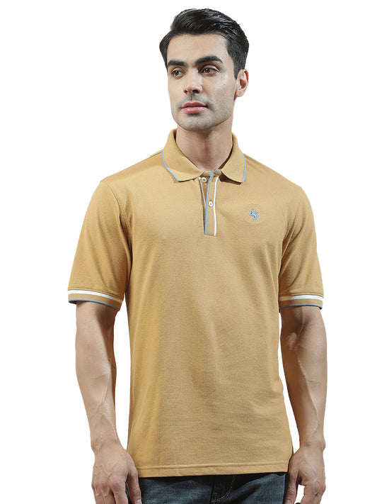T-Shirt for Men | Breathable & Soft with Color Fastness Regular Fit Polo Neck Poly Cotton Fabric Solid Pattern