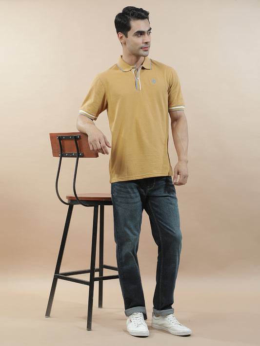 T-Shirt for Men | Breathable & Soft with Color Fastness Regular Fit Polo Neck Poly Cotton Fabric Solid Pattern