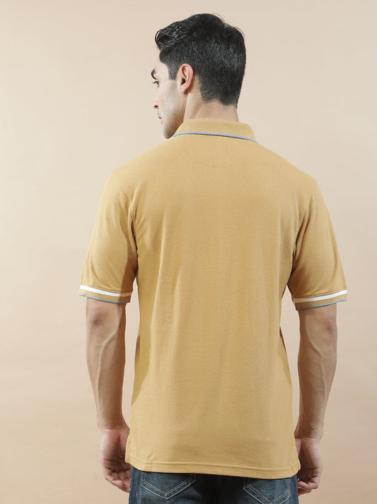 T-Shirt for Men | Breathable & Soft with Color Fastness Regular Fit Polo Neck Poly Cotton Fabric Solid Pattern