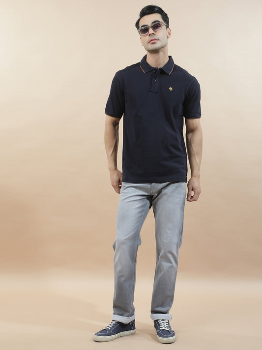 T-Shirt for Men | Breathable & Soft with Color Fastness Regular Fit Polo Neck Poly Cotton Fabric Solid Pattern