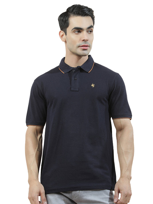 T-Shirt for Men | Breathable & Soft with Color Fastness Regular Fit Polo Neck Poly Cotton Fabric Solid Pattern