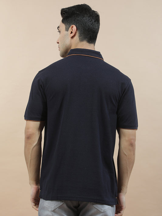 T-Shirt for Men | Breathable & Soft with Color Fastness Regular Fit Polo Neck Poly Cotton Fabric Solid Pattern