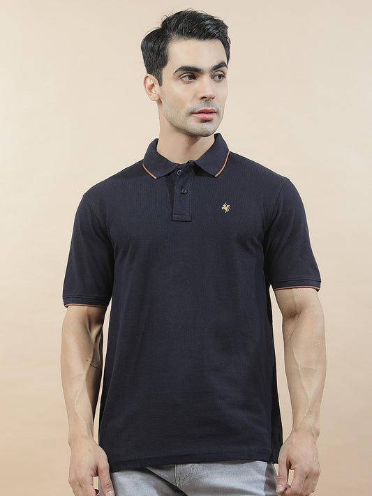 T-Shirt for Men | Breathable & Soft with Color Fastness Regular Fit Polo Neck Poly Cotton Fabric Solid Pattern