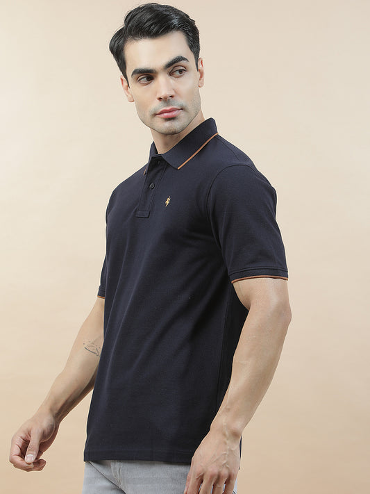 T-Shirt for Men | Breathable & Soft with Color Fastness Regular Fit Polo Neck Poly Cotton Fabric Solid Pattern