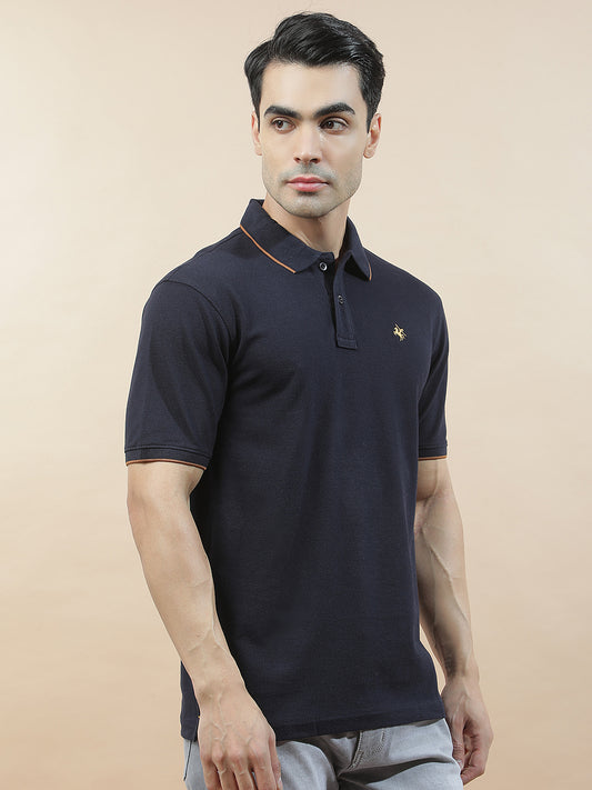 T-Shirt for Men | Breathable & Soft with Color Fastness Regular Fit Polo Neck Poly Cotton Fabric Solid Pattern