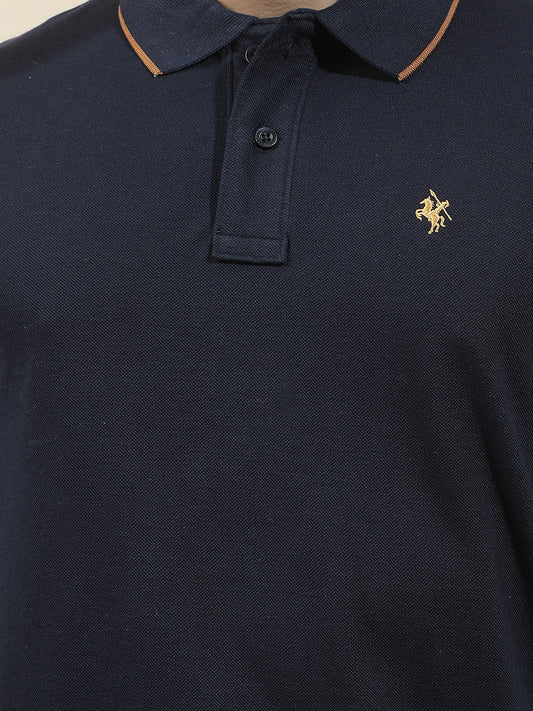 T-Shirt for Men | Breathable & Soft with Color Fastness Regular Fit Polo Neck Poly Cotton Fabric Solid Pattern