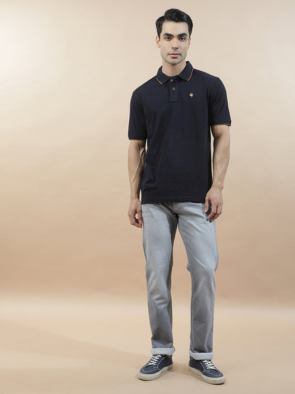 T-Shirt for Men | Breathable & Soft with Color Fastness Regular Fit Polo Neck Poly Cotton Fabric Solid Pattern
