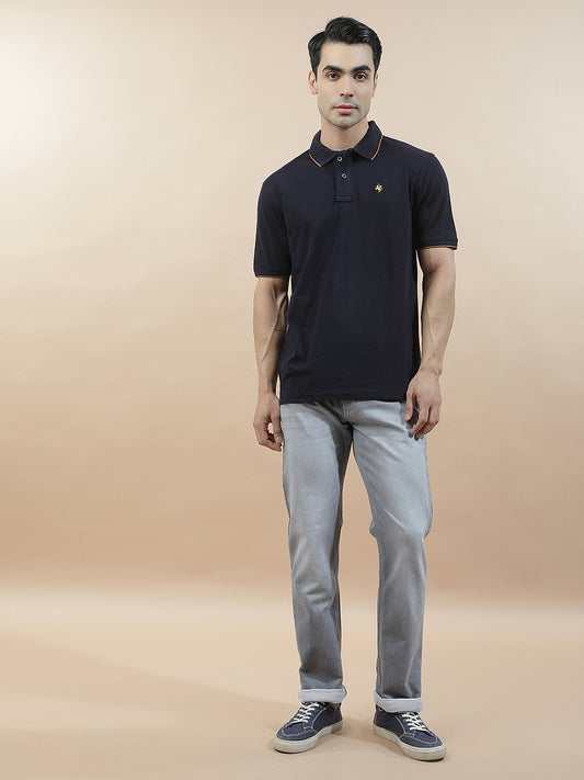 T-Shirt for Men | Breathable & Soft with Color Fastness Regular Fit Polo Neck Poly Cotton Fabric Solid Pattern