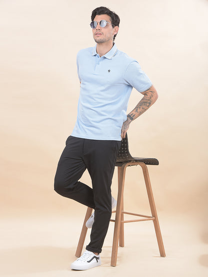 T-Shirt for Men | Breathable & Soft with Color Fastness Regular Fit Polo Neck Poly Cotton Fabric Solid Pattern