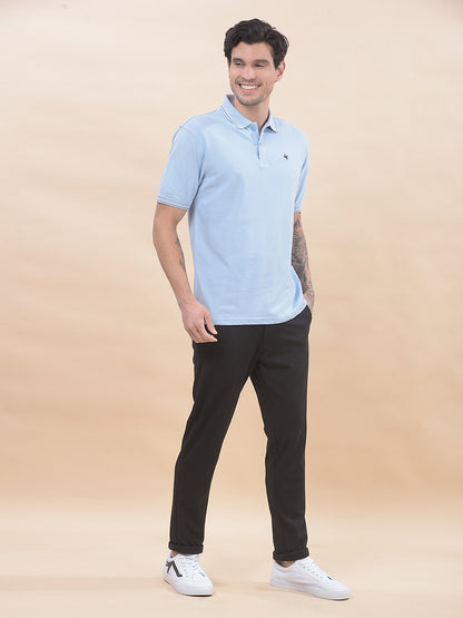 T-Shirt for Men | Breathable & Soft with Color Fastness Regular Fit Polo Neck Poly Cotton Fabric Solid Pattern