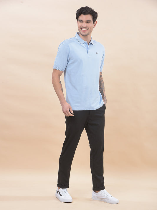 T-Shirt for Men | Breathable & Soft with Color Fastness Regular Fit Polo Neck Poly Cotton Fabric Solid Pattern