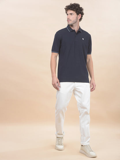 T-Shirt for Men | Breathable & Soft with Color Fastness Regular Fit Polo Neck Poly Cotton Fabric Solid Pattern