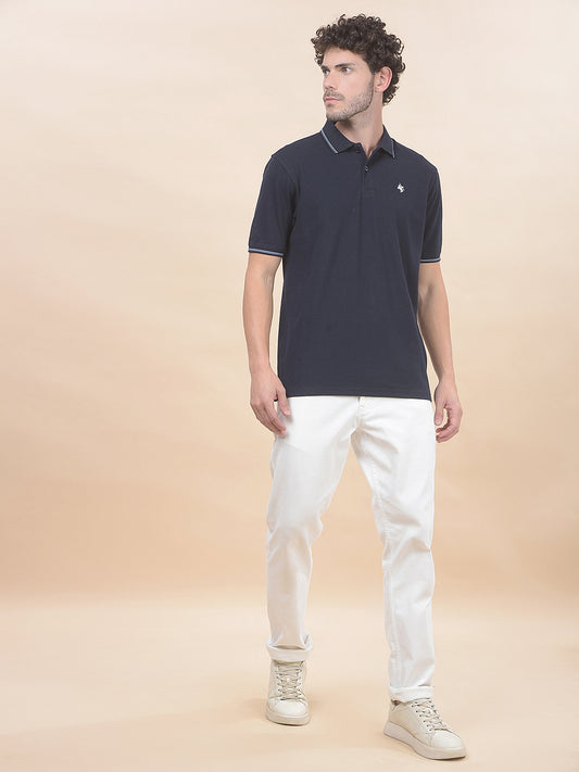 T-Shirt for Men | Breathable & Soft with Color Fastness Regular Fit Polo Neck Poly Cotton Fabric Solid Pattern