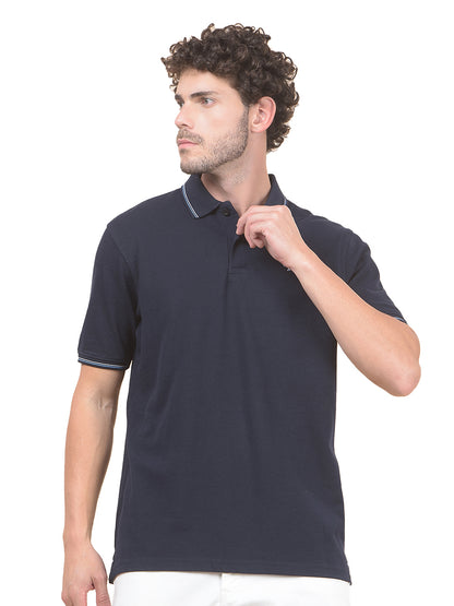 T-Shirt for Men | Breathable & Soft with Color Fastness Regular Fit Polo Neck Poly Cotton Fabric Solid Pattern