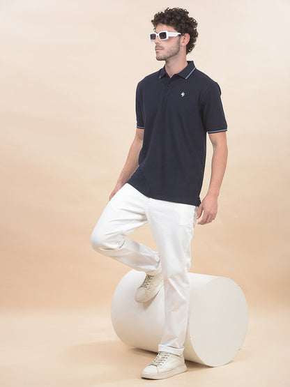 T-Shirt for Men | Breathable & Soft with Color Fastness Regular Fit Polo Neck Poly Cotton Fabric Solid Pattern