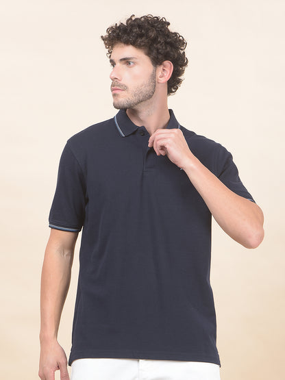T-Shirt for Men | Breathable & Soft with Color Fastness Regular Fit Polo Neck Poly Cotton Fabric Solid Pattern