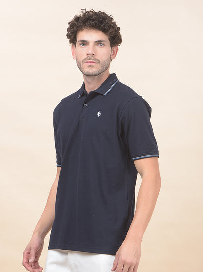 T-Shirt for Men | Breathable & Soft with Color Fastness Regular Fit Polo Neck Poly Cotton Fabric Solid Pattern