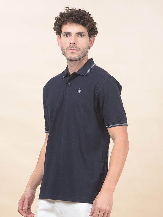 T-Shirt for Men | Breathable & Soft with Color Fastness Regular Fit Polo Neck Poly Cotton Fabric Solid Pattern