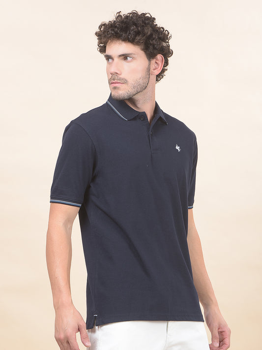 T-Shirt for Men | Breathable & Soft with Color Fastness Regular Fit Polo Neck Poly Cotton Fabric Solid Pattern