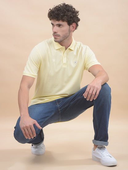 T-Shirt for Men | Breathable & Soft with Color Fastness Regular Fit Polo Neck Poly Cotton Fabric Solid Pattern