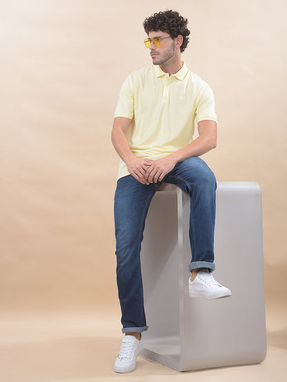 T-Shirt for Men | Breathable & Soft with Color Fastness Regular Fit Polo Neck Poly Cotton Fabric Solid Pattern