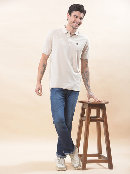 T-Shirt for Men | Breathable & Soft with Color Fastness Regular Fit Polo Neck Poly Cotton Fabric Solid Pattern