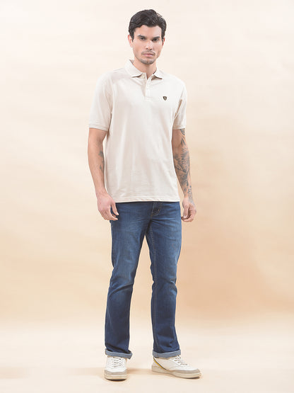 T-Shirt for Men | Breathable & Soft with Color Fastness Regular Fit Polo Neck Poly Cotton Fabric Solid Pattern