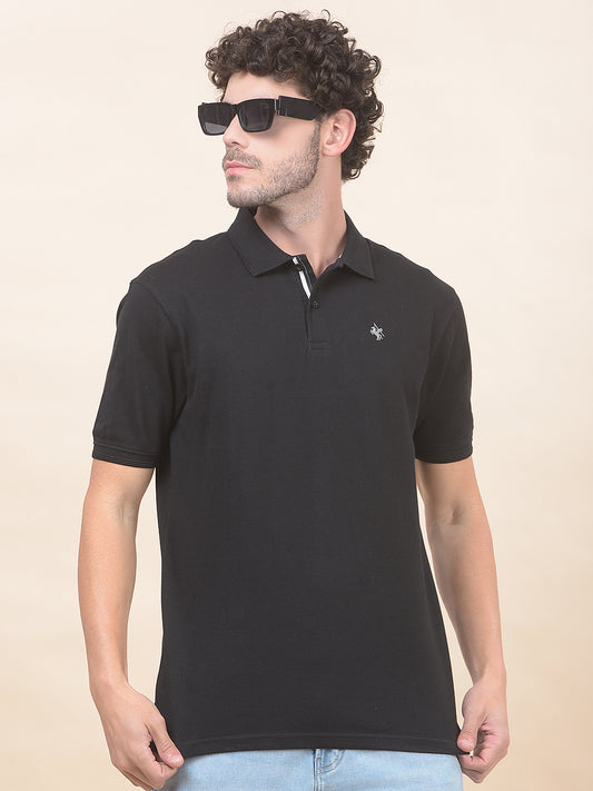 T-Shirt for Men | Breathable & Soft with Color Fastness Regular Fit Polo Neck Poly Cotton Fabric Solid Pattern