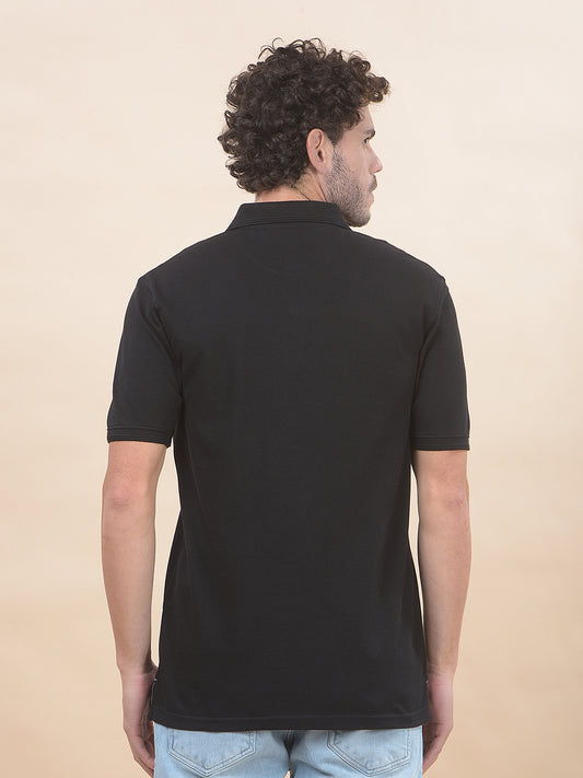 T-Shirt for Men | Breathable & Soft with Color Fastness Regular Fit Polo Neck Poly Cotton Fabric Solid Pattern