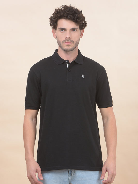 T-Shirt for Men | Breathable & Soft with Color Fastness Regular Fit Polo Neck Poly Cotton Fabric Solid Pattern