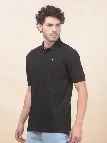 T-Shirt for Men | Breathable & Soft with Color Fastness Regular Fit Polo Neck Poly Cotton Fabric Solid Pattern