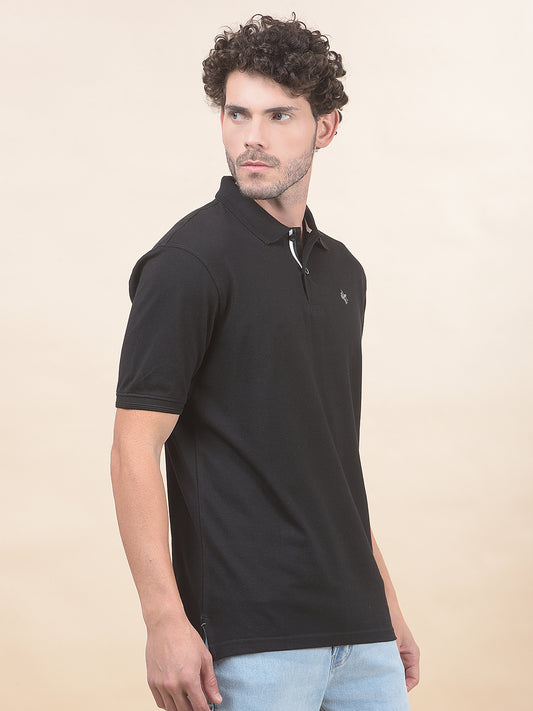 T-Shirt for Men | Breathable & Soft with Color Fastness Regular Fit Polo Neck Poly Cotton Fabric Solid Pattern