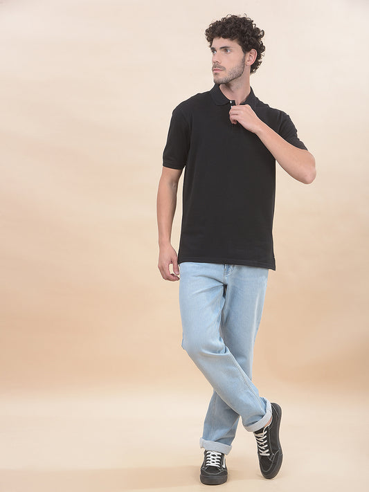 T-Shirt for Men | Breathable & Soft with Color Fastness Regular Fit Polo Neck Poly Cotton Fabric Solid Pattern