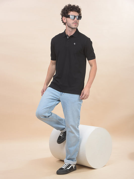 T-Shirt for Men | Breathable & Soft with Color Fastness Regular Fit Polo Neck Poly Cotton Fabric Solid Pattern