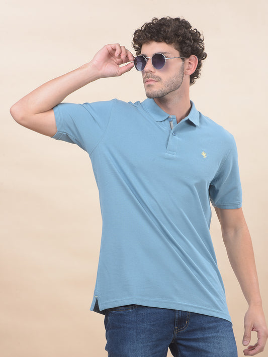 T-Shirt for Men | Breathable & Soft with Color Fastness Regular Fit Polo Neck Poly Cotton Fabric Solid Pattern