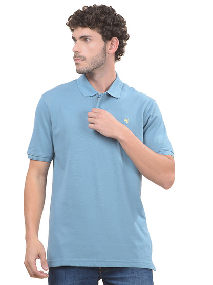 T-Shirt for Men | Breathable & Soft with Color Fastness Regular Fit Polo Neck Poly Cotton Fabric Solid Pattern