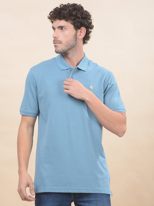 T-Shirt for Men | Breathable & Soft with Color Fastness Regular Fit Polo Neck Poly Cotton Fabric Solid Pattern