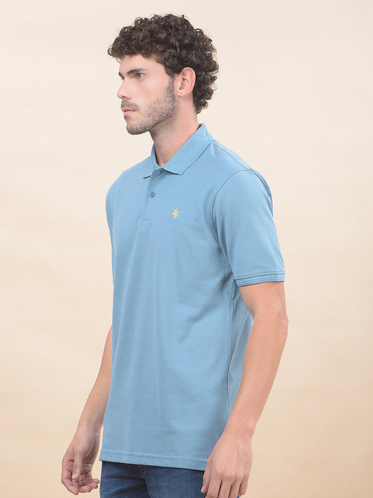 T-Shirt for Men | Breathable & Soft with Color Fastness Regular Fit Polo Neck Poly Cotton Fabric Solid Pattern