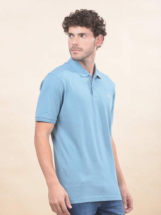 T-Shirt for Men | Breathable & Soft with Color Fastness Regular Fit Polo Neck Poly Cotton Fabric Solid Pattern