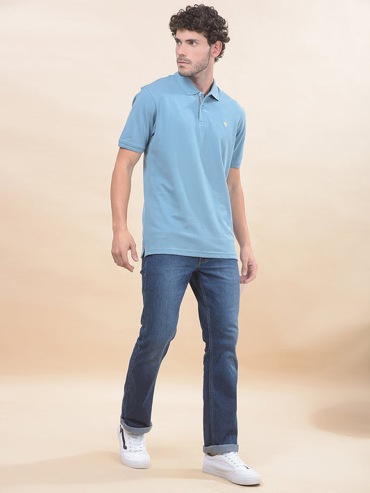 T-Shirt for Men | Breathable & Soft with Color Fastness Regular Fit Polo Neck Poly Cotton Fabric Solid Pattern