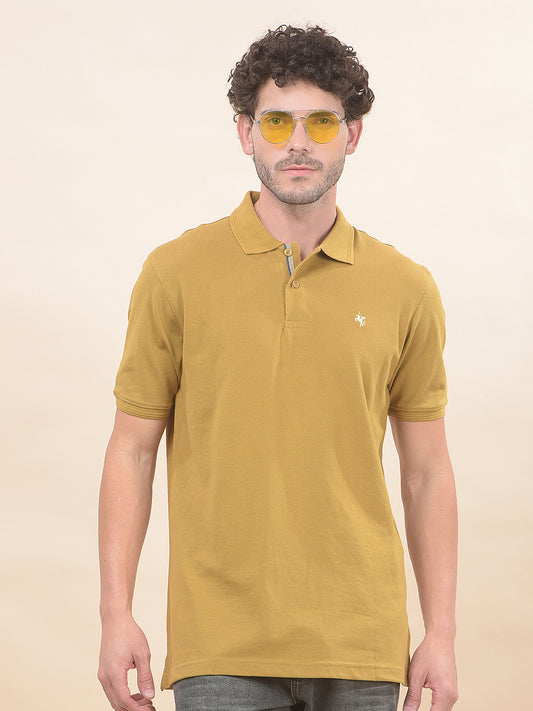 T-Shirt for Men | Breathable & Soft with Color Fastness Regular Fit Polo Neck Poly Cotton Fabric Solid Pattern