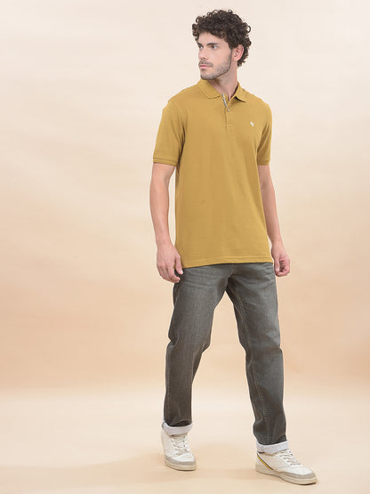 T-Shirt for Men | Breathable & Soft with Color Fastness Regular Fit Polo Neck Poly Cotton Fabric Solid Pattern