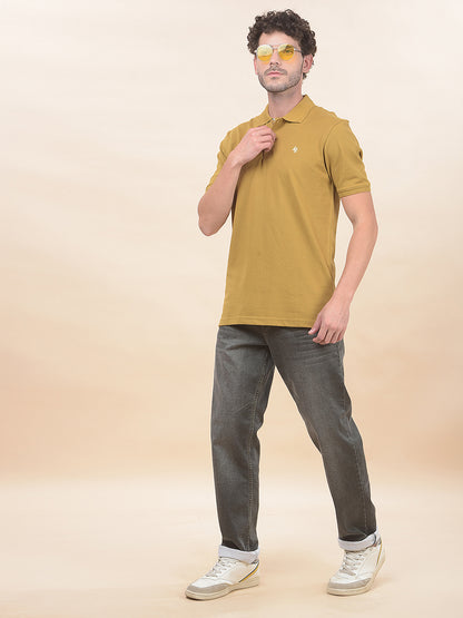 T-Shirt for Men | Breathable & Soft with Color Fastness Regular Fit Polo Neck Poly Cotton Fabric Solid Pattern